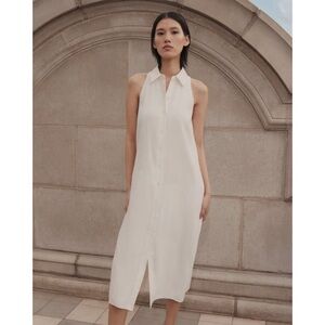 NWT Theory Linen-Viscose Halter Neck Shirt Dress in Ivory
